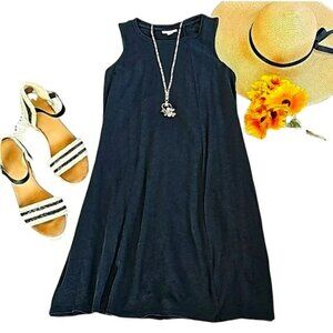 J. Jill Women's Mini Dress Size XS Petite Black Knit Relaxed Fit Stretchy A Line